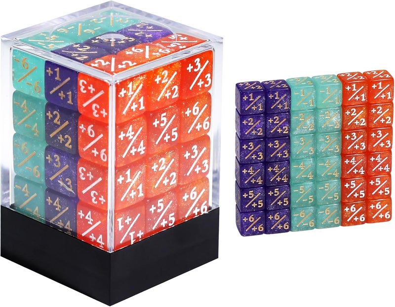 FIGURESLAB Store 36PCS 12mm MTG Life Counters Dice Set with Box, MTG +1/+1 Tokens 6 Sided Mini Dice Set for Magic The gatering, Compatible with TCG CCG Magic Card Gaming Accessories - Image 1